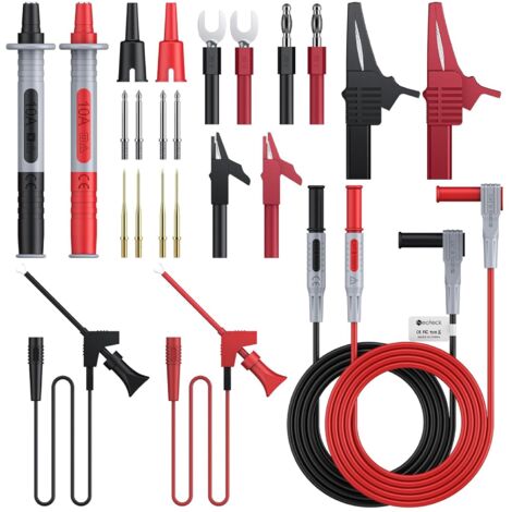 24pcs Cordons de Test Multimètre Électroniques Kit de Fils de Test Multiples avec Fiches Banane Embouts de Sonde Remplaçables Pinces Crocodiles pour Multimètres Pince Ampèremètre Électricien