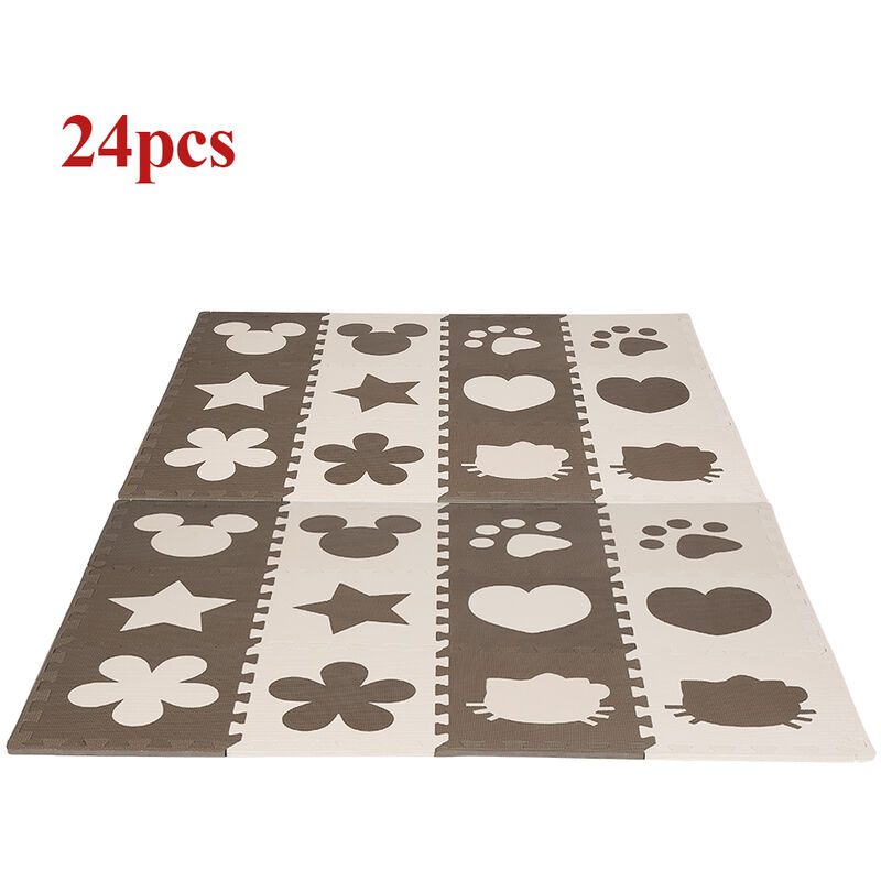 Skecten - 24pcs Couleur Café Bébé Mignon Mousse eva Puzzle Tapis Ramper Jouet Jeux Sécurité