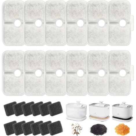 24PCS Filtros De Fuente Para Gatos, Filtro Fuente Gato Compatible Con PLWF105/PLWF115/PLWF005, Carbón Activado Y Resina Filtros Para Fuente De Gatos Con Esponja Negra, Sistema De FiltracióN De 4 Capas