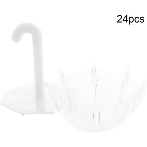 24Pcs Innovative Umbrella Shape Plastic Candy Box Container for Wedding Baby Birthday PartyWhite