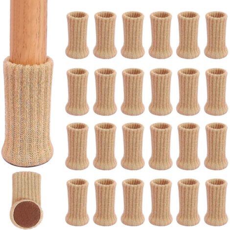 24pcs-kaki De Chaussette Chaise Pour Pieds De Chaise, Pieds De Meubles, Patins Antidrapants Pour Convient Aux Pieds De Chaise De 4" 7cm" De Diamtr