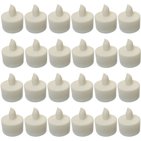24Pcs LED Electronic Candle Light Flameless LED Tea Lights for Birthday Holiday Party Room Ambinece White Shell Yellow Light