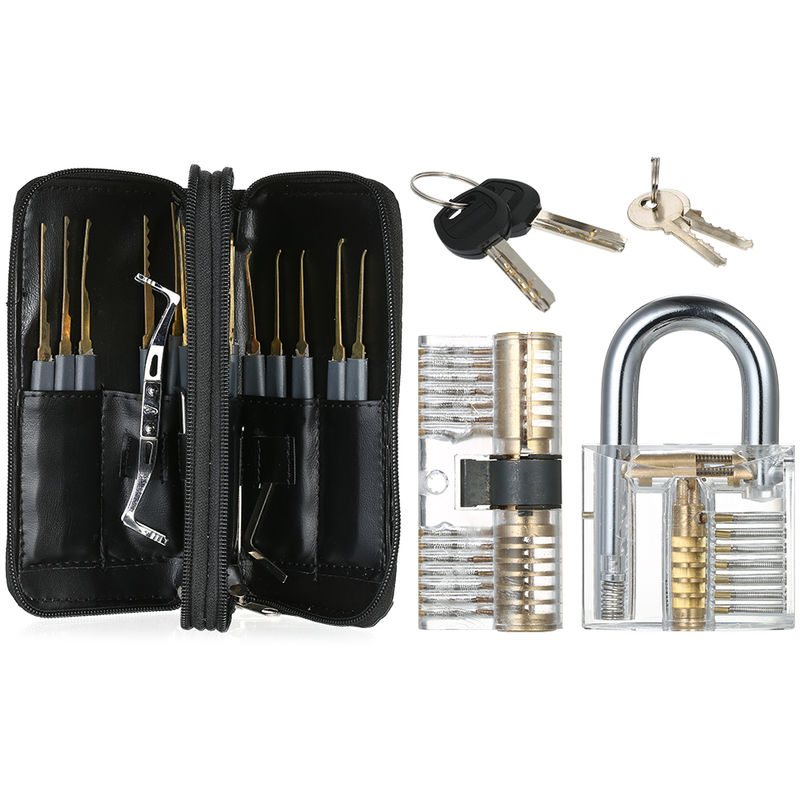 

24pcs Lock Picking desbloqueo del sistema de herramienta del kit con dos Formacion Practica transparente candado de bloqueo para el cerrajero