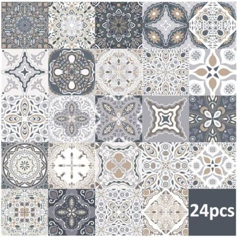 24pcs Muraux - Stickers Carreaux Autocollant pour Cuisine Salon Salle De Bains Décor À La Maison Auto-Adhésif (15  15CM)