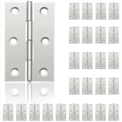 24Pcs Petit Charnières pour Portes, Charnière Inox, DIY Charnières de Portes pour Porte Placard Charnière Piano Boîtes à bijoux La Maison Meubles Matériel Armoire(44mm30mm)