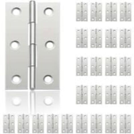 24Pcs Petit Charnières pour Portes, Charnière Inox, DIY Charnières de Portes pour Porte Placard Charnière Piano Boîtes à bijoux La Maison Meubles Matériel Armoire(44mm32mm)