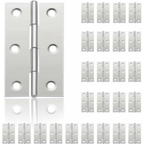 24Pcs Petit Charnières pour Portes, Charnière Inox, DIY Charnières de Portes pour Porte Placard Charnière Piano Boîtes à bijoux La Maison Meubles Matériel Armoire(44mmX32mm)