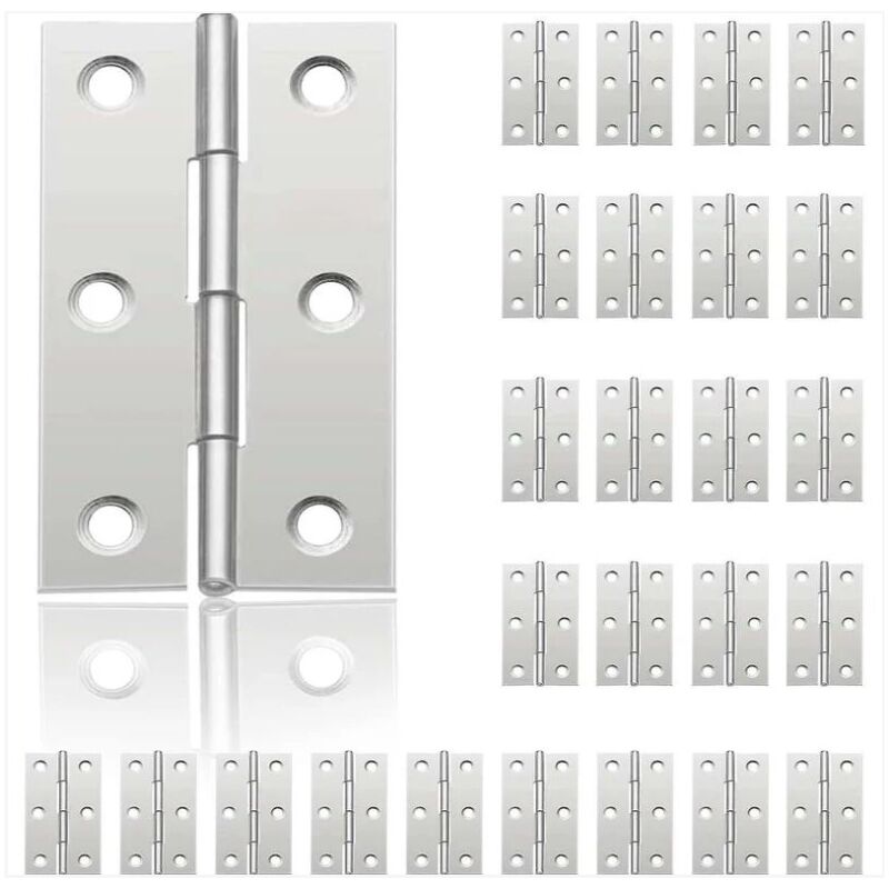 Csparkv - 24Pcs Small Door Hinges, Stainless Steel Hinge, diy Door Hinges for Cupboard Door Piano Hinge Jewelry Boxes Home Furniture Hardware