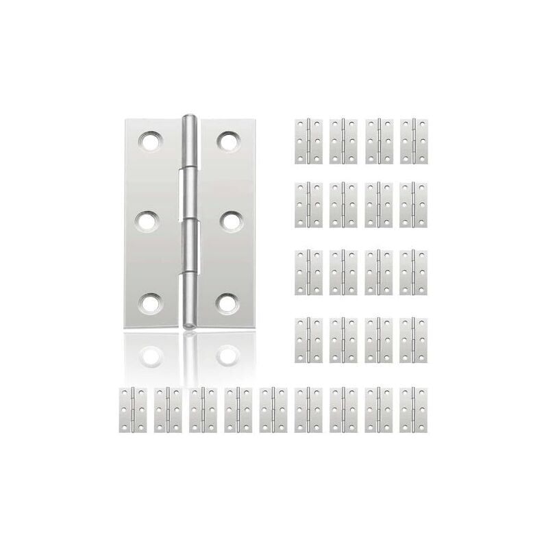 24pcs Small Door Hinges, Stainless Steel Hinges, diy Hinges for Cabinet Door, Piano Hinges, Jewelry Box, Home Furniture, Hardware Cabinets (44mm