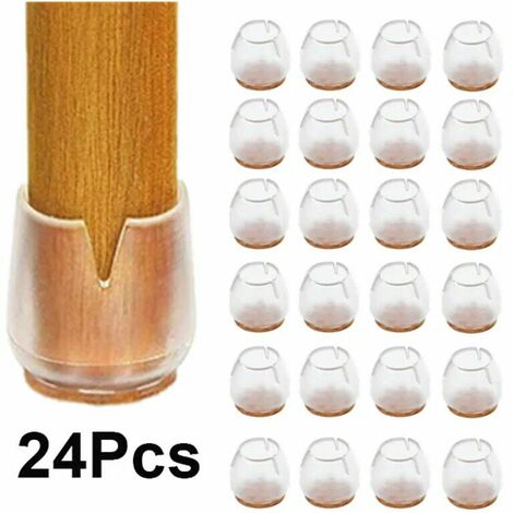 24pcs Transparent Non-Slip Silicone Chair Caps Table Foot Pads for Round 12-16mm Bottom Furniture Covers Socks Floor Protectors