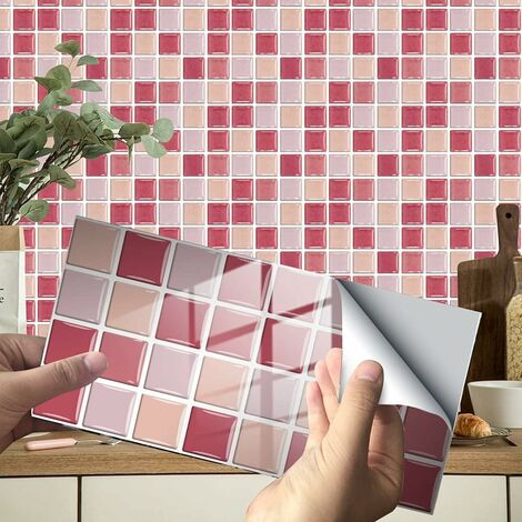 24Pièces Rectangle Adhésive Décorative à Carreaux pour Salle de Bains et Cuisine Stickers Carrelage, Motif Marbre Mosaïque Imperméables Adhésive Décoration