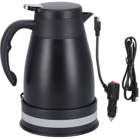24V 1200ml Edelstahl-Wasserkocher für Auto und Reisen - Schwarz