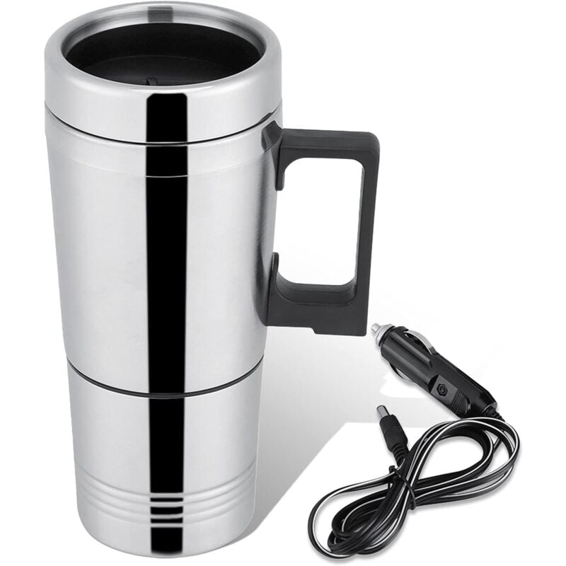 24V 300ML Bouilloire électrique de Voiture de Voyage, Tasse Chauffée électrique de Tasse de Wagon d'acier Inoxydable avec Une Tasse de Chauffage pour