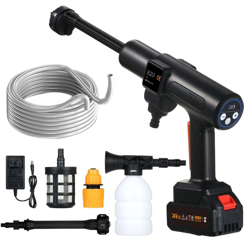 SNQ - 24V 300W Nettoyeur Haute Pression sur Batterie, Laveuse à Pression sans Fil Portable avec Batterie de 1.5Ah,avec Kit d'accessoires,pour Un