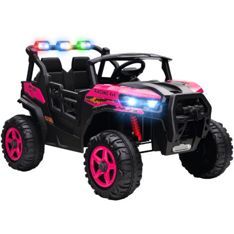 24V Electric Ride on Car, 2-Seater Electric Car for Kids with Remote, Bluetooth, Soft Start, Suspension Spring, Pink