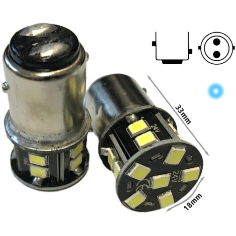 24V Lampada LED BAY15D 1157 P21/5W Bianco Freddo 16 SMD 2835 No Polarità 360° Durata Garantita