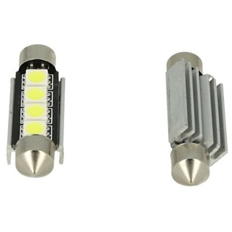 24V Lampada LED Siluro Canbus T11 C5W 42mm 4 SMD 5050 Giallo Arancione con Dissipatore Alluminio per Camion Bus Barca