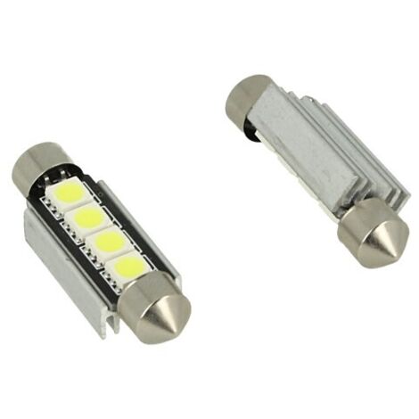 24V Lampada LED Siluro Canbus T11 C5W 42mm 4 SMD 5050 Rosso con Dissipatore Alluminio per Camion Bus Barca