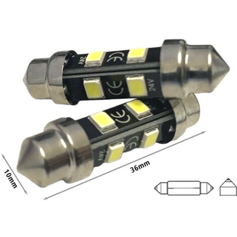 24V Lampada LED Siluro T11 C5W 36mm 8 SMD 2835 No Polarità 360° Bianco Freddo Durata Garantita