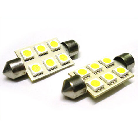 24V Lampada Led Siluro T11 C5W 41mm 6 Smd 5050 Bianco Camion