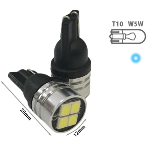 24V Lampada LED T10 W5W Bianco Freddo con 4 SMD 2835 Frontale No Polarità Durata Garantita