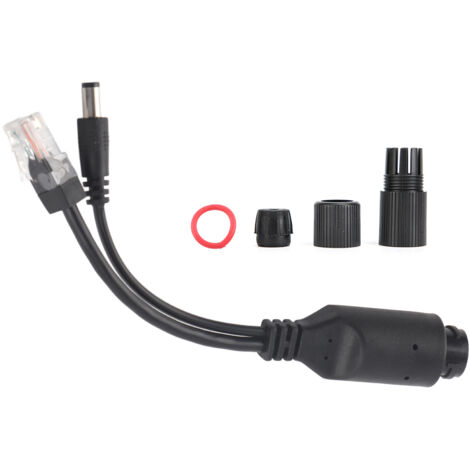 24V wasserdichter PoE-Adapter für IP-Kameras mit Injektorkabel-Splitter, Schwarz