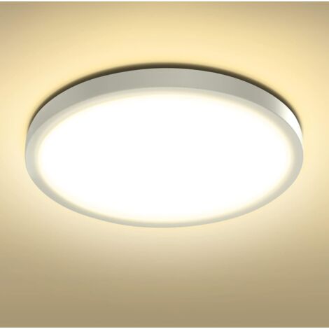 24W, 4000K, 2400LM Plafonniers LED Plafonnier, Lampe de Salle de Bain Ronde étanche, Plafonnier de Salle de Bain Moderne Blanc Ultra Mince Idéal pour Salle de Bain/Chambre/Balcon Ø23x2.1cm