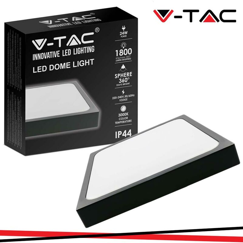 24W led dome light quadrato cornice nera 4000K