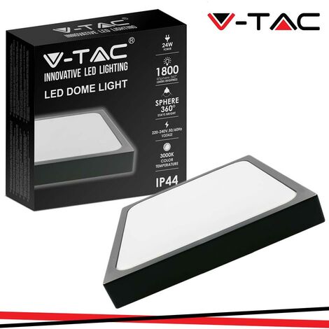 24W LED DOME LIGHT QUADRATO CORNICE NERA 6500K IP44                                                      - Luce FREDDA