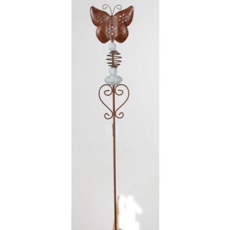24x Gartenstecker Rusty Dekoration Erdspieß Stab Figur Metall Rasen Außen Boden