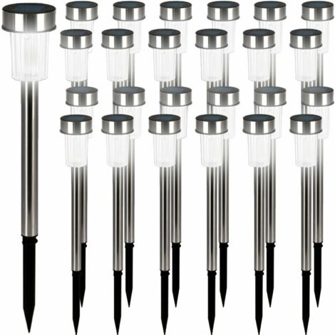 24x Lampe solaire LED Éclairage Extérieur Jardin Lumière Rechargeable Inox