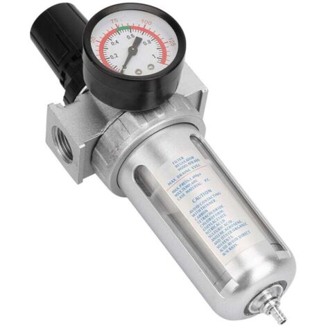 24x10x9cm, Regulateur de Pression d'air Filtre à air Compresseur avec manomètre, BSP 1/2" d'air Filtre de piège à eau Séparateur d'humidité Régulateur de pression avec raccord de montage Dispositif de