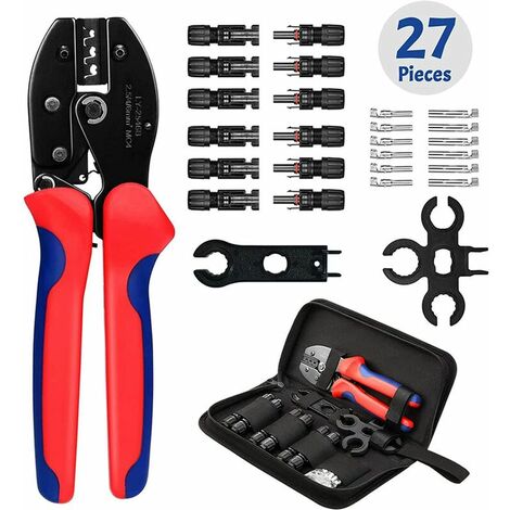 2,5/4,0/6,0 mm² Solarpanel-Crimper-Kit PV-Kabel-Crimpwerkzeuge + 6 Kabelstecker + 1 Paar Solarpanel-Schraubenschlüssel