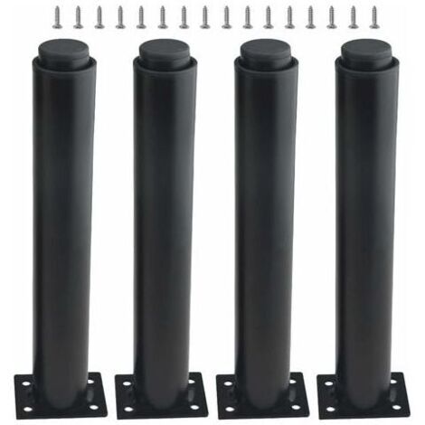 (25-42 cm, negro) Juego de 4 patas de muebles de metal resistentes y ajustables para mesas, camas, sofás