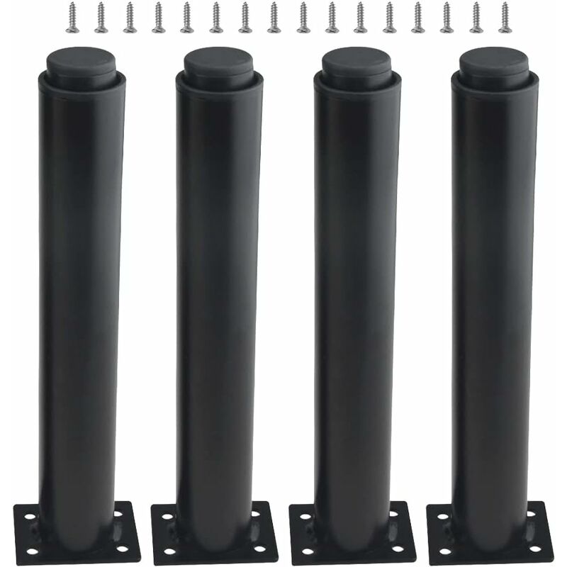 25-42cm, noir) Jeu de 4 pieds de meubles réglables en métal robuste pour tables, lits, canapés
