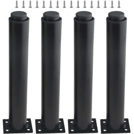 (25-42cm, Schwarz) Set mit 4 verstellbaren, robusten Möbelfüßen aus Metall für Tische, Betten, Sofas