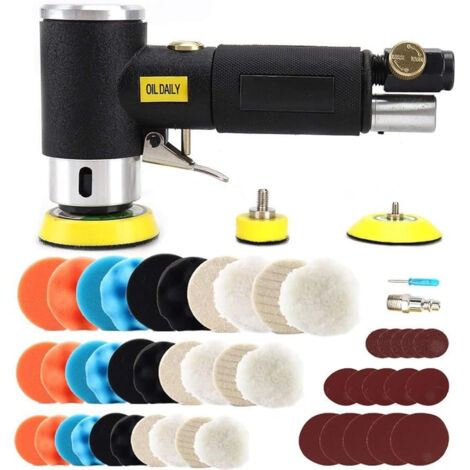 25/50/75mm Mini Poliermaschine Druckluft Exzenterschleifer, Mit 60tlg Mix Grit Schleifpapier, druckluft schleifgerät für auto Polieren