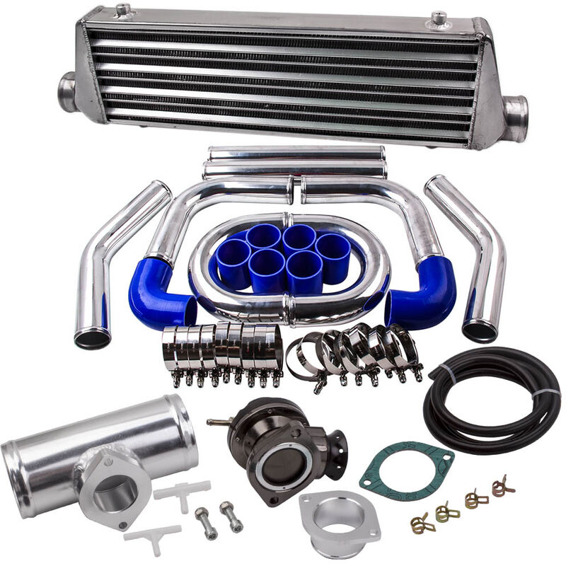 2.5' Intercooler + 64mm Aluminum Tube Piping Pipe Hose Kit + Blow Off Valve Kit