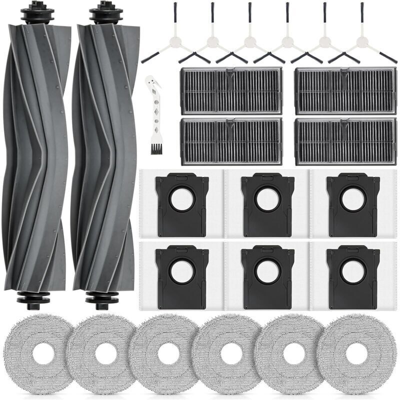 25 Accessories for DREAME L10s Pro Ultra Heat / L10s Ultra Gen 2 / X30 Ultra / MOVA E30 Ultra Robot Vacuum Cleaner. 2 Main Brushes, 4 Filters, 6