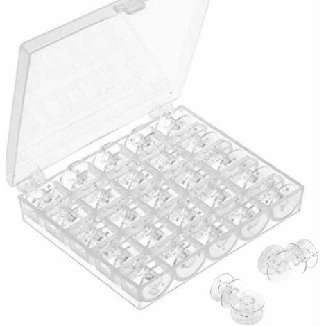 25 bobine vuote di plastica trasparente per macchine da cucire
