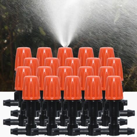(25 buses) KESLA Lot de 25 buses de brumisation réglables en plastique pour irrigation goutte à goutte, raccord en T 4/7 mm, arroseur, buse de refroidissement pour serre
