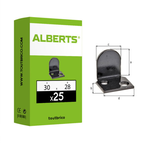 25 butées de volet coudée Ø5,5mm 30 x 28mm noir - Alberts