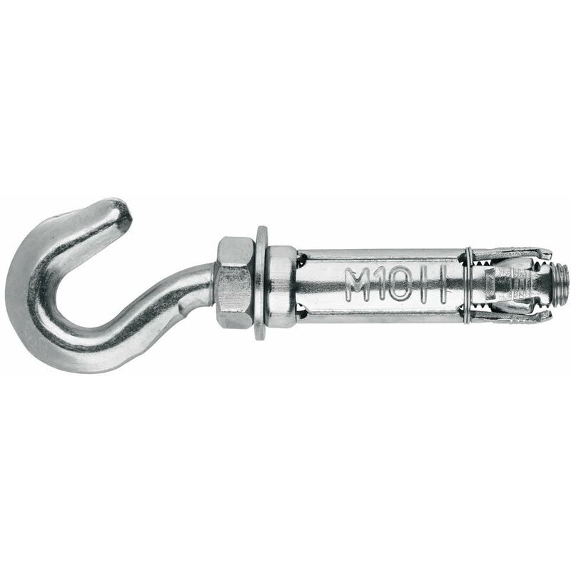 Cheville à ailettes en acier pour charges lourdes - Crochet - Zingué M8 x 50 Ø14 - Boite de 50