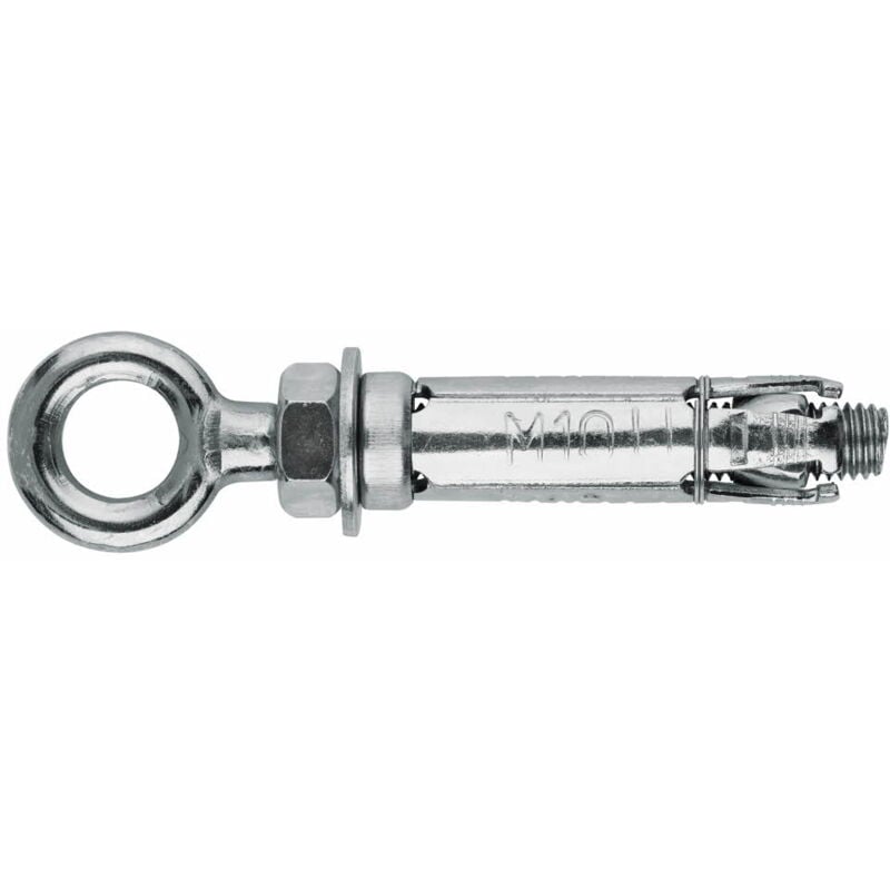 Cheville à ailettes en acier pour charges lourdes - Piton - Zingué M10 x 60 Ø16 - Boite de 50