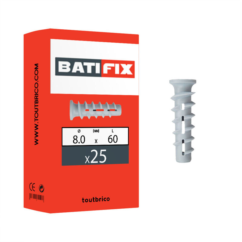 25 chevilles spécial béton cellulaire 8 x 60mm - Batifix