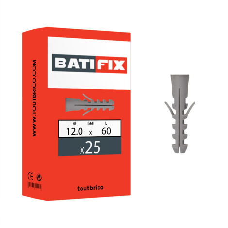 25 chevilles standard avec collerette 12x60mm nylon Batifix