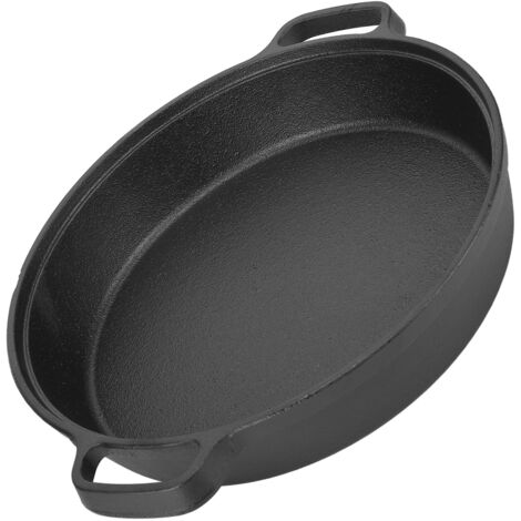 25 cm große Crêpe-Pfanne aus Gusseisen, dicker, flacher Boden mit 2 Griffen, ideal für die Familienküche