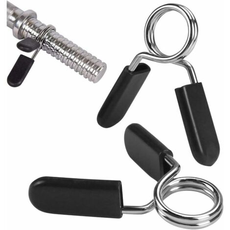 2,5 cm Hantelklemme, 2 Stück Gewichtheberklemme, Federklammern für Gewichte, Hanteln, Federscheibenstopp, für Fitnessstudio, Fitness, Bodybuilding, Hebegeräte, Hantelstange, Schwarz