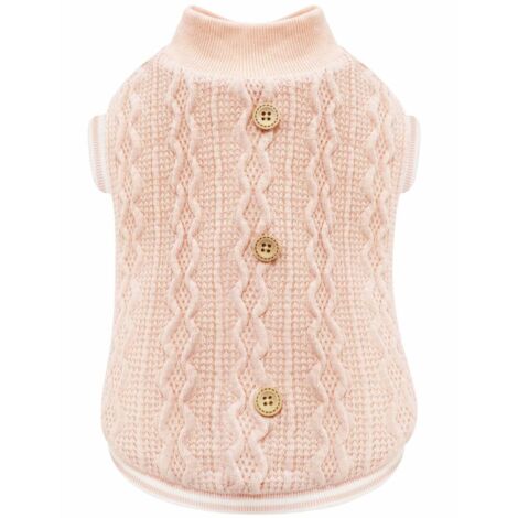 25 cm: Pull avec manches côtelées doublées en polaire rose Modèle Tresser pour chiens