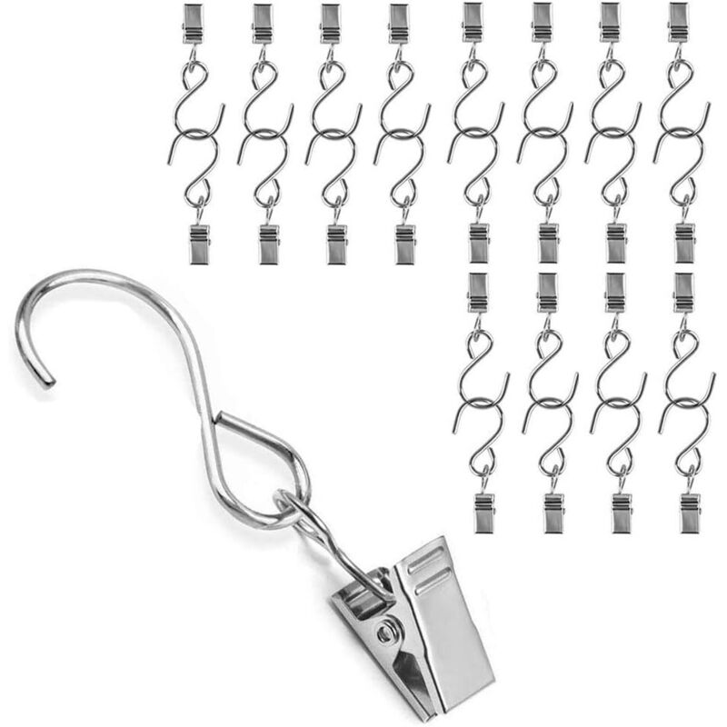 25 crochets de suspension en métal PCS, pince de suspension pour rideau, guirlande lumineuse de fête, fil d'activités de plein air, décoration de la